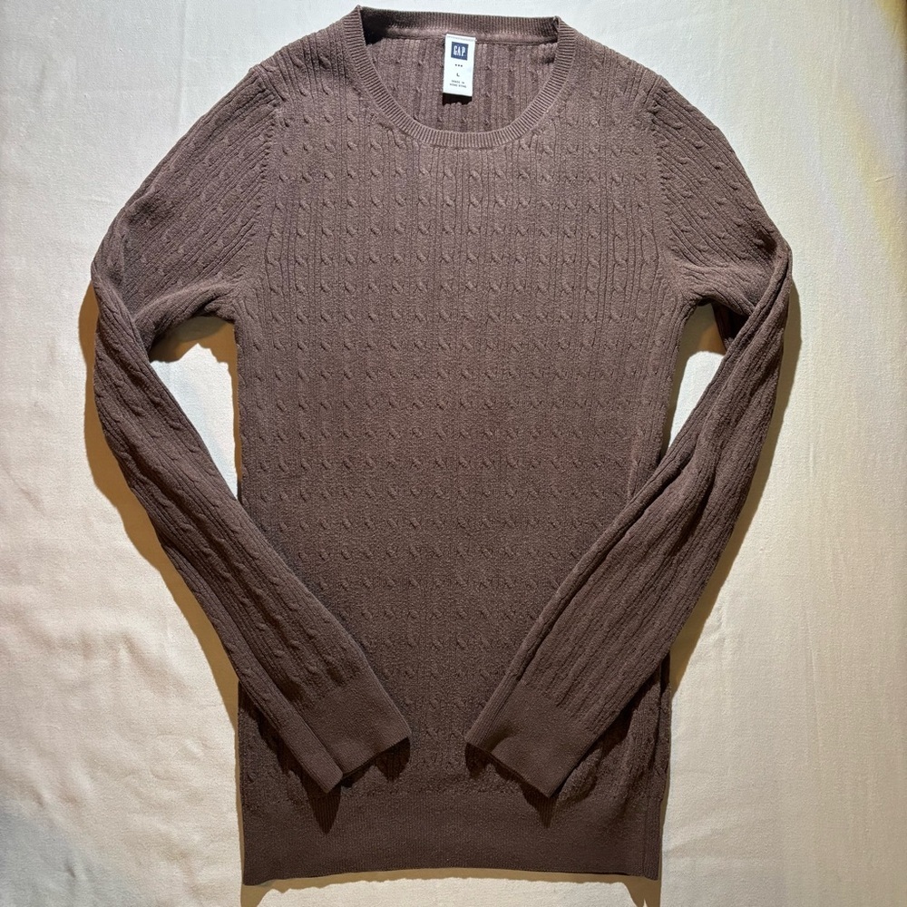 Vintage GAP Women’s Brown Cable Knit Crewneck Sweater - Picture 1 of 9